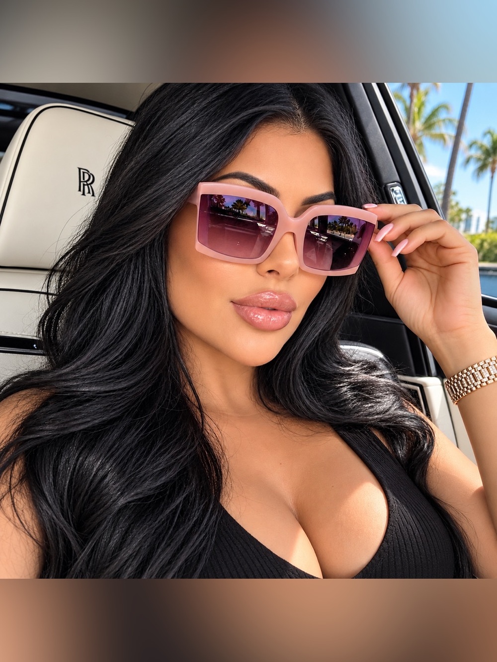Stylish Pink Square Oversized Sunglasses - Luxury Inspired